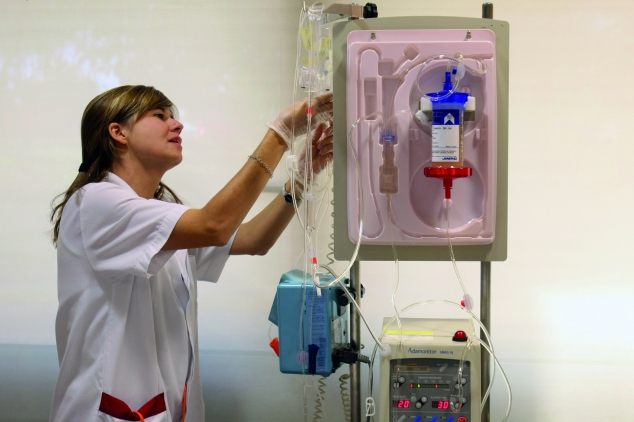 A professional Blood and Tissue Bank prepares a blood transfusion